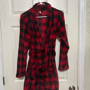 Red and Black Plaid Robe